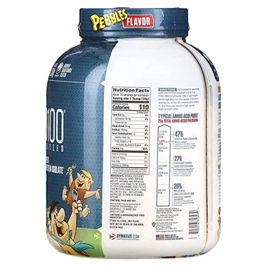 Dymatize ISO 100 5lbs (2.3kg) Hydrolyzed Whey Protein Isolate Powder: Fast-Acting Protein for Lean Muscle Growth (Fudge Brownie Flavor)-COCOA PEBBLES-1