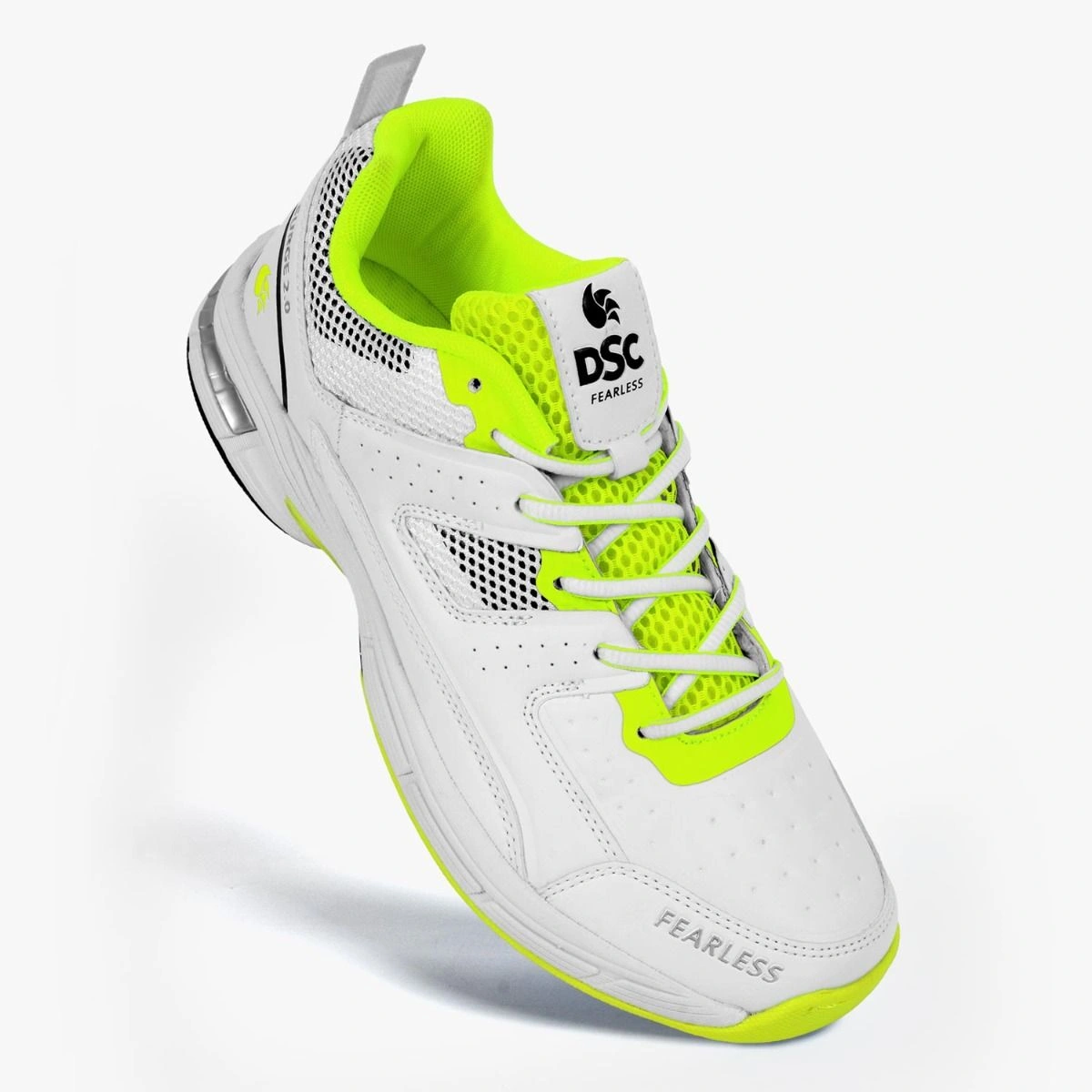 DSC Surge 2.0 All Rounder Cricket Shoes for Men-WHITE-FLOROSENT-YELLOW-1-2