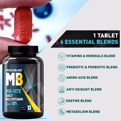 MuscleBlaze MB-Vite Daily Multivitamin with 51 Ingredients and 6 Essential Blends, 100% RDA of Immunity Boosters, for Enhanced Energy-UNFLAVORED-120 Tab-2