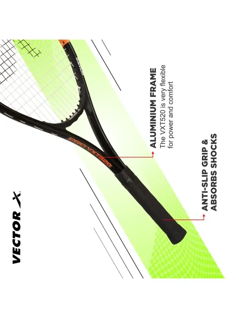 Vector X VXT 520 Strung Tennis Racquet-BLACK-26-2