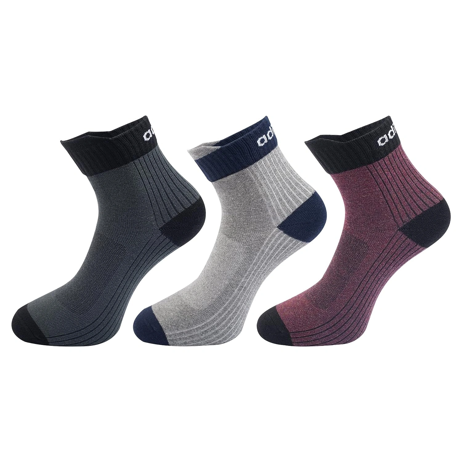 Adidas Men's Ankle Length Cotton Blend Socks (Pack Of 3 Pairs): Breathable Comfort and Support for All-Day Wear-49343