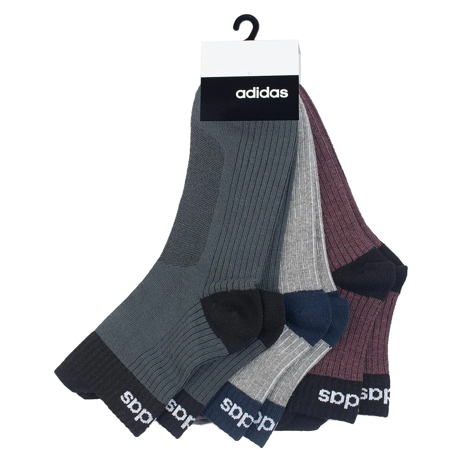 Adidas Men's Ankle Length Cotton Blend Socks (Pack Of 3 Pairs): Breathable Comfort and Support for All-Day Wear-SHADOW OLIVE-GREY-MEL- COTTON-2