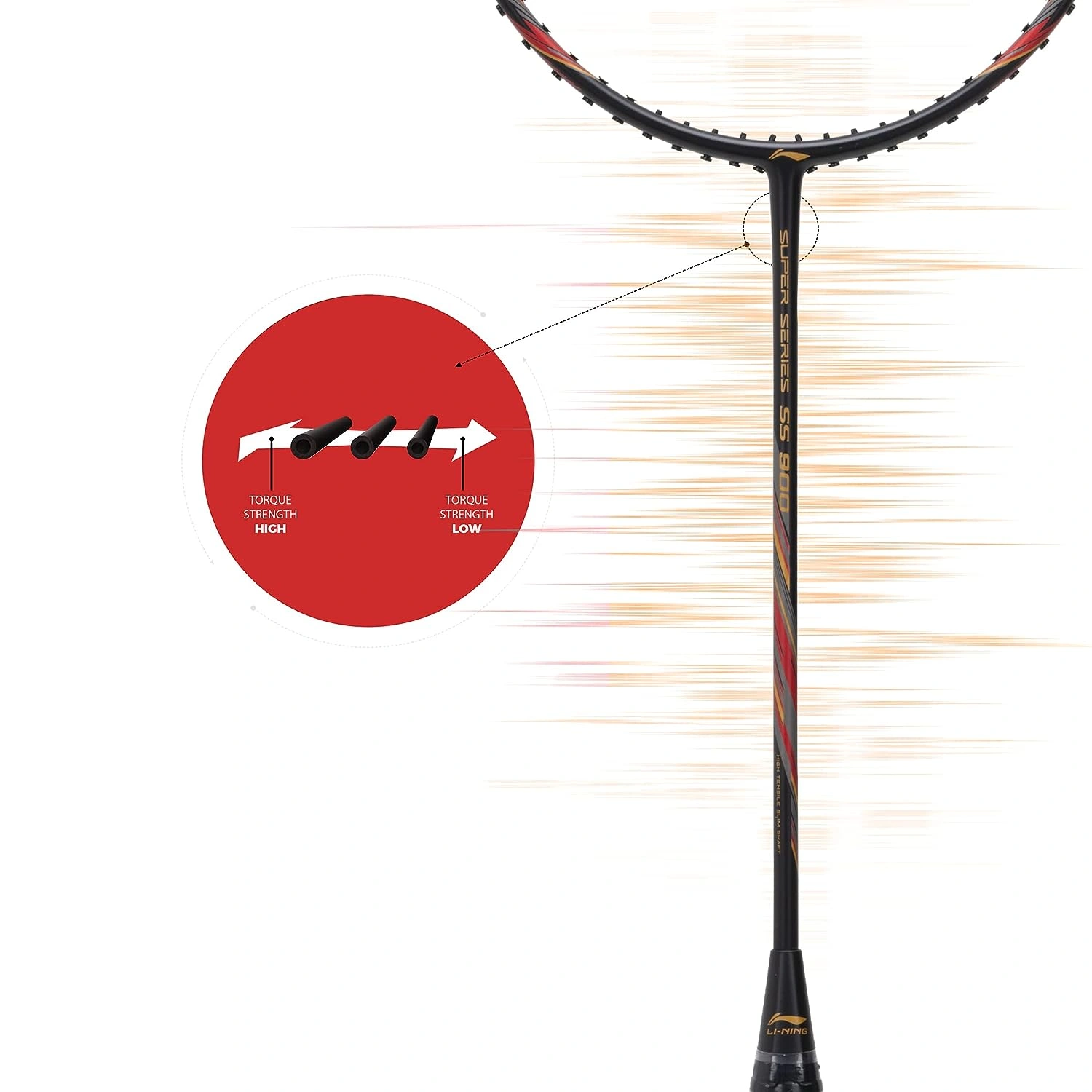 Li-Ning Super Series 900 Strung Badminton Racket-BLACK RED-FS-6