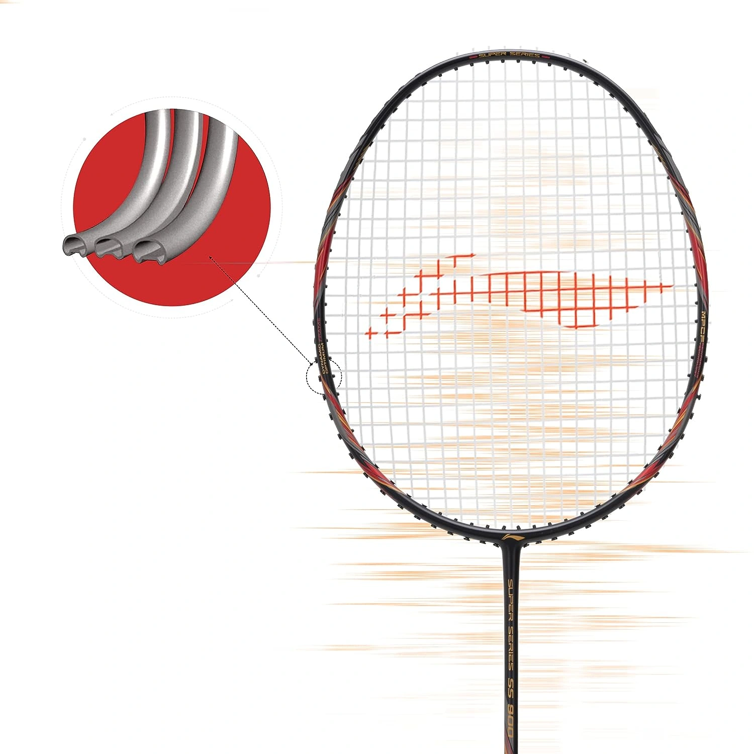 Li-Ning Super Series 900 Strung Badminton Racket-BLACK RED-FS-3