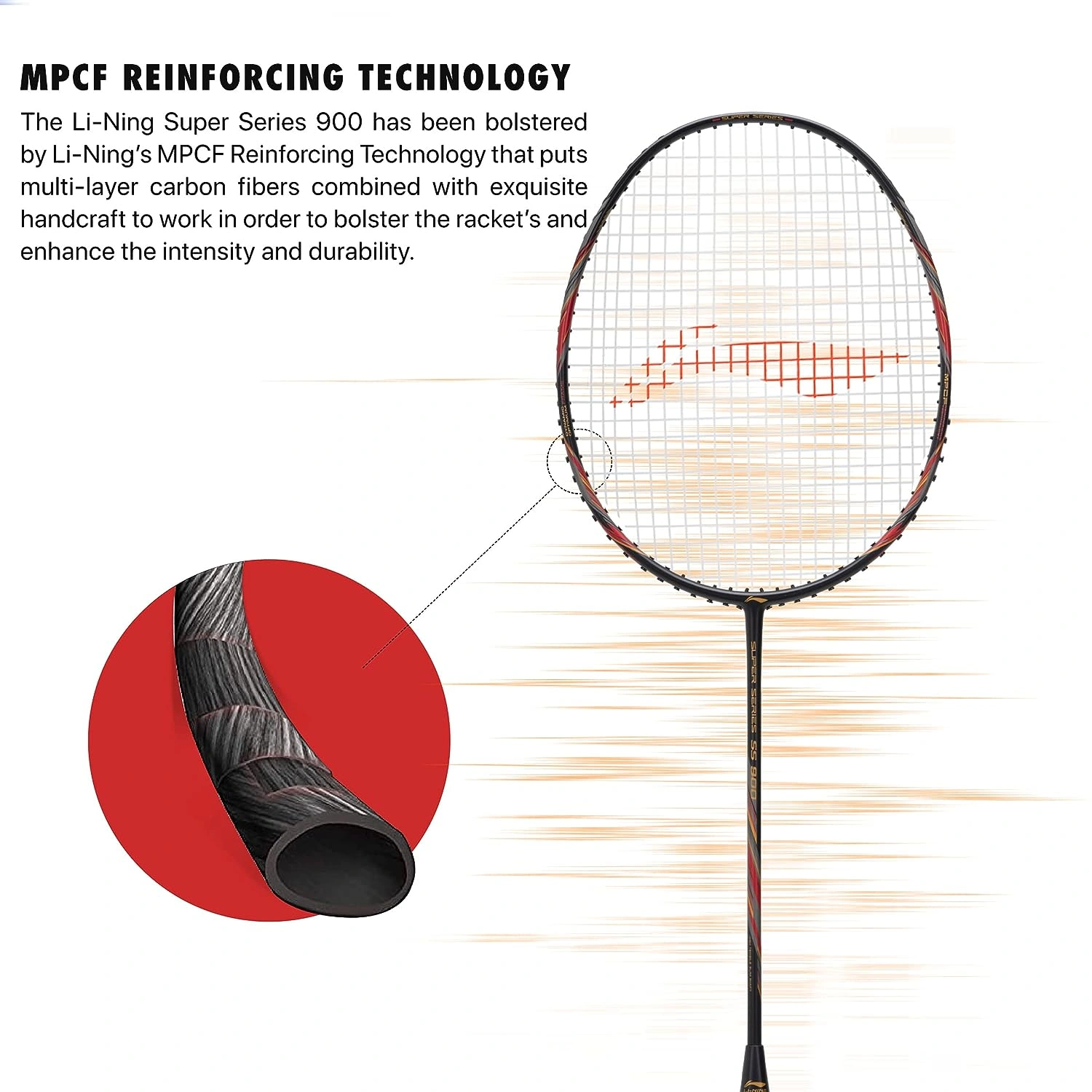 Li-Ning Super Series 900 Strung Badminton Racket-BLACK RED-FS-2