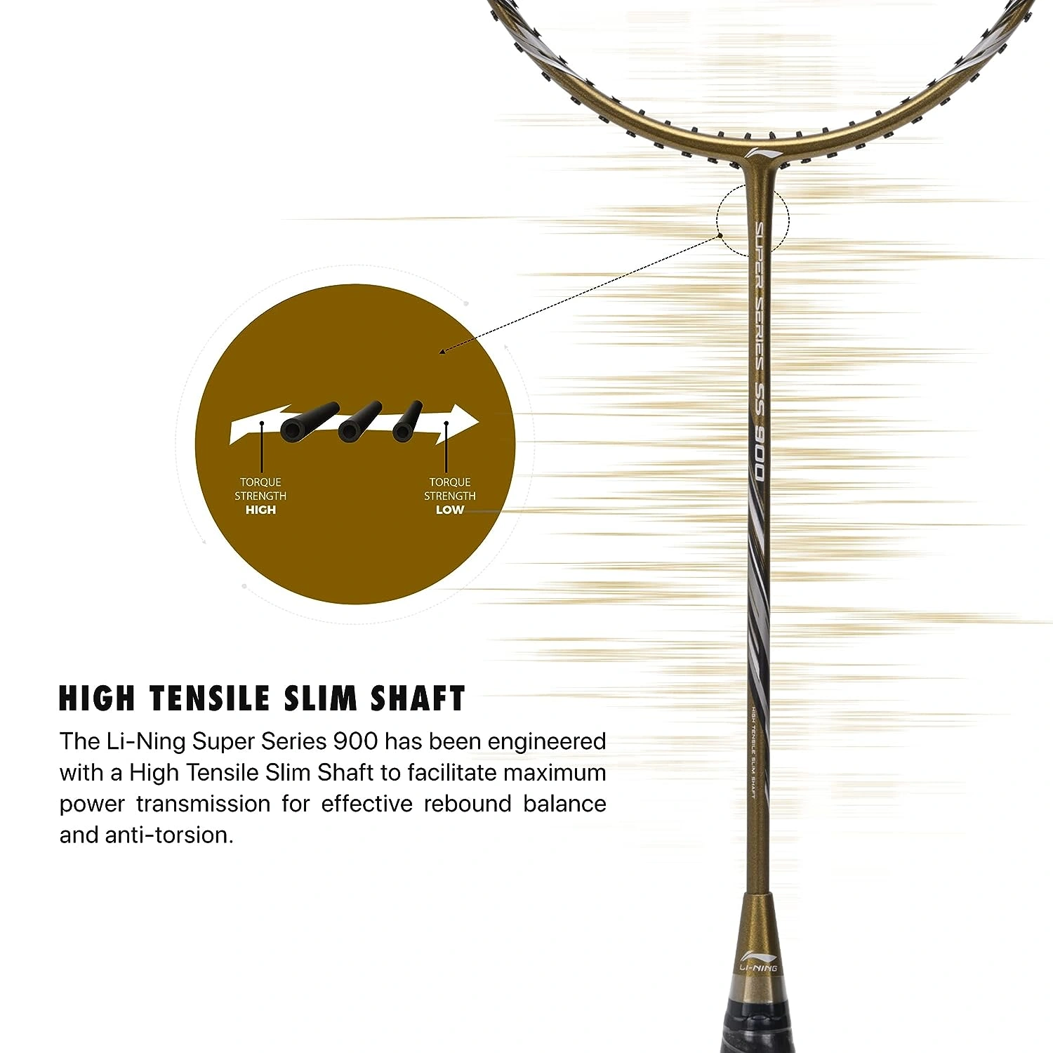 Li-Ning Super Series 900 Strung Badminton Racket-OLIVE GOLD/GREY-FS-6