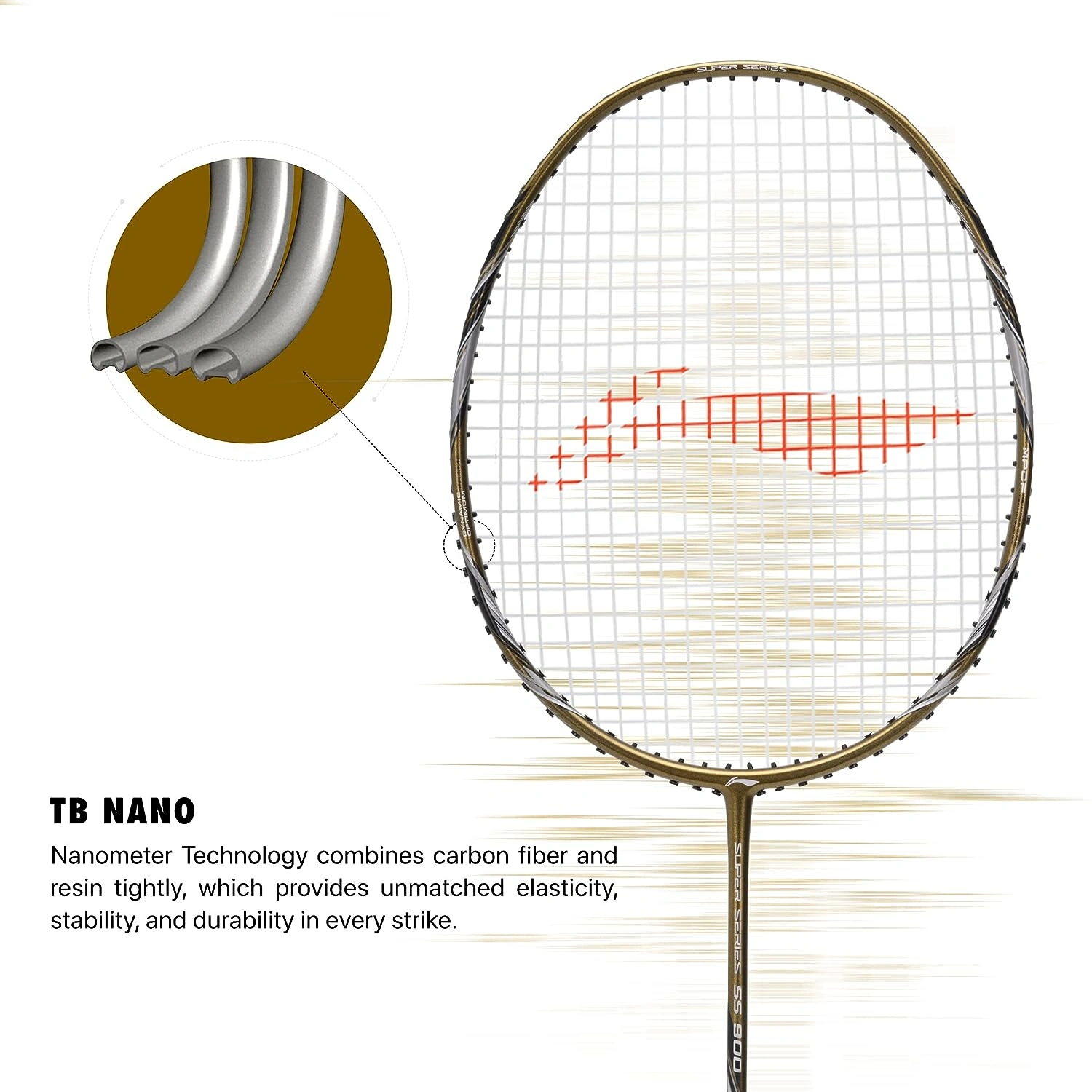 Li-Ning Super Series 900 Strung Badminton Racket-OLIVE GOLD/GREY-FS-3