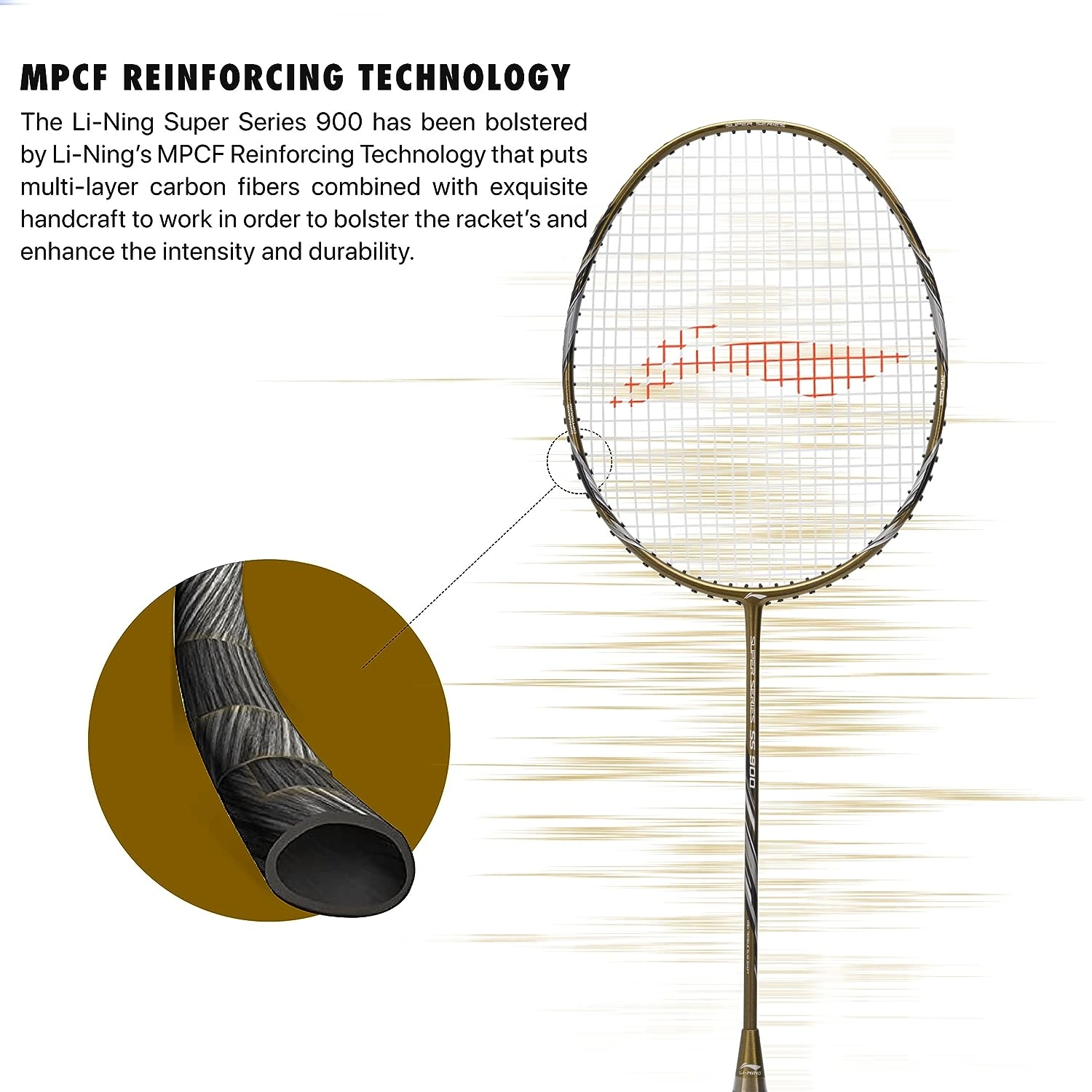 Li-Ning Super Series 900 Strung Badminton Racket-OLIVE GOLD/GREY-FS-2