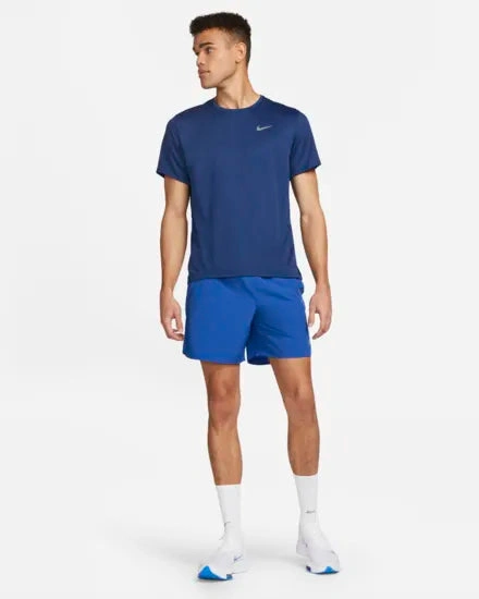 Nike Men Dri-FIT UV Miler Short-Sleeve Running Top-Blue-L-5