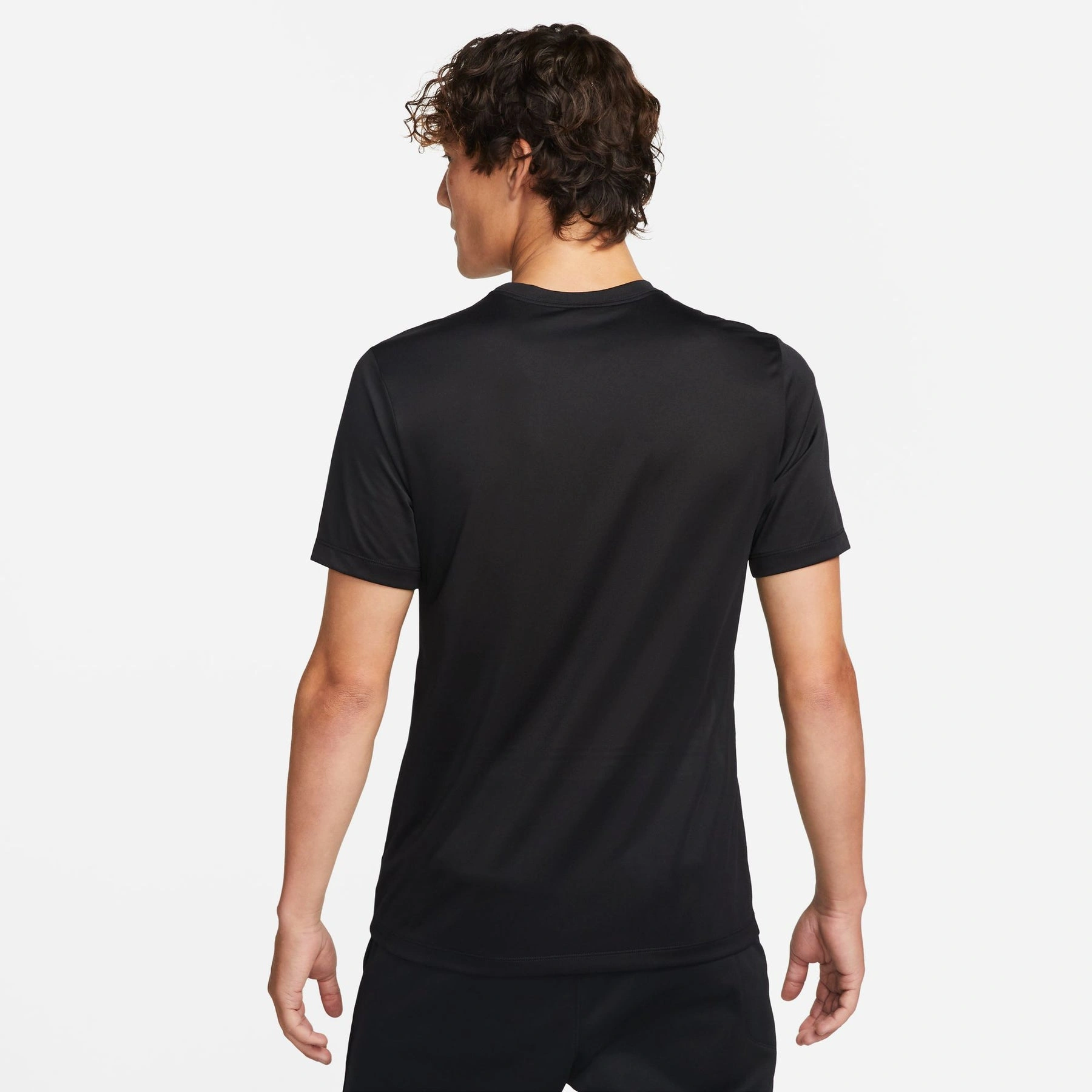 Nike Men Dri-FIT Fitness Short Sleeve Training T-Shirt-L-Black-2