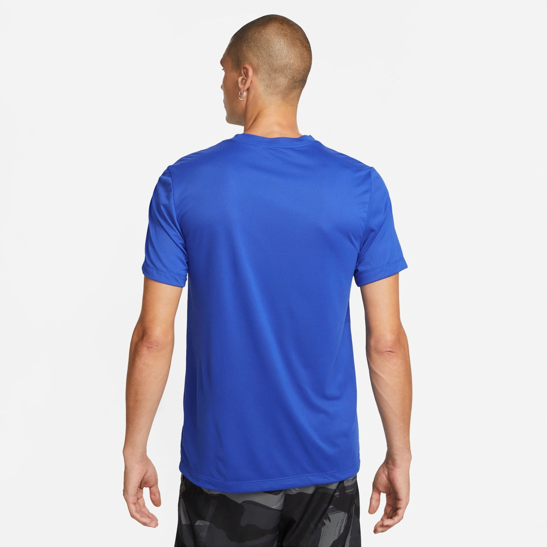 Nike Men Dri-FIT Fitness Short Sleeve Training T-Shirt-Blue-M-2