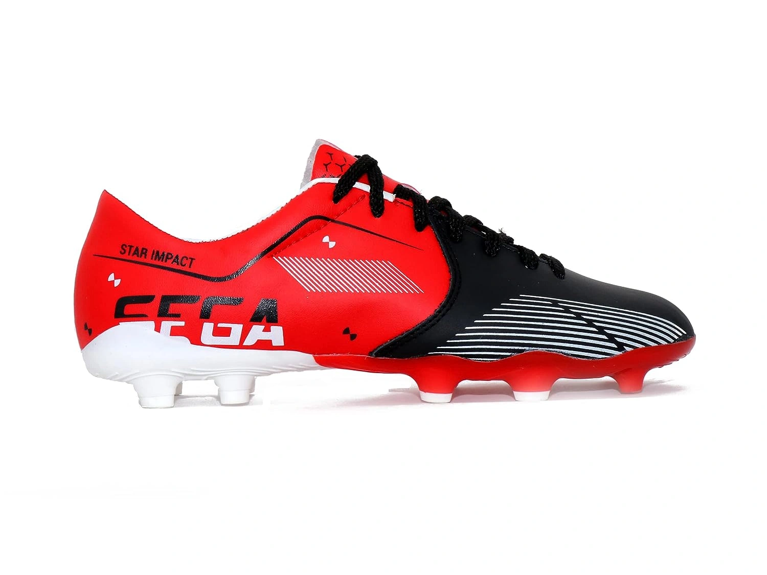 Sega Classic Leather Football Shoes-BLACK / RED-10-2