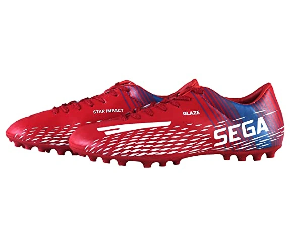 Sega Glaze Football Shoes-RED &amp; WHITE-10-6