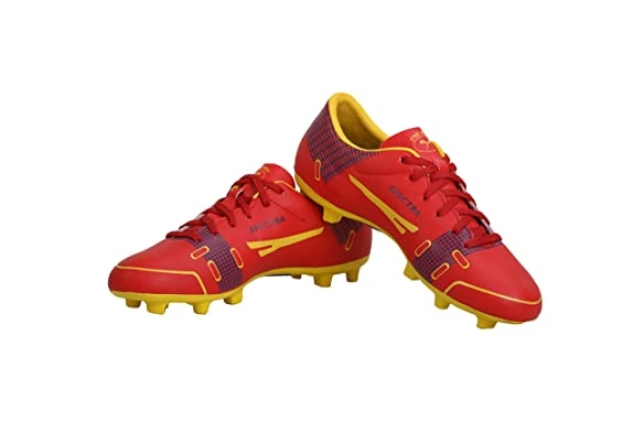 Sega Spectra Football Shoes with Spikes-RED-YELLOW-10-5