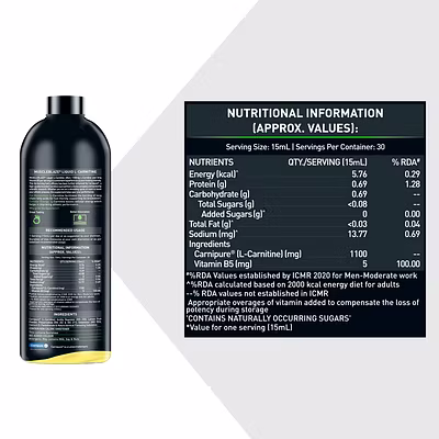 MuscleBlaze Liquid L-Carnitine-LEMON LIME-450 Ml-2