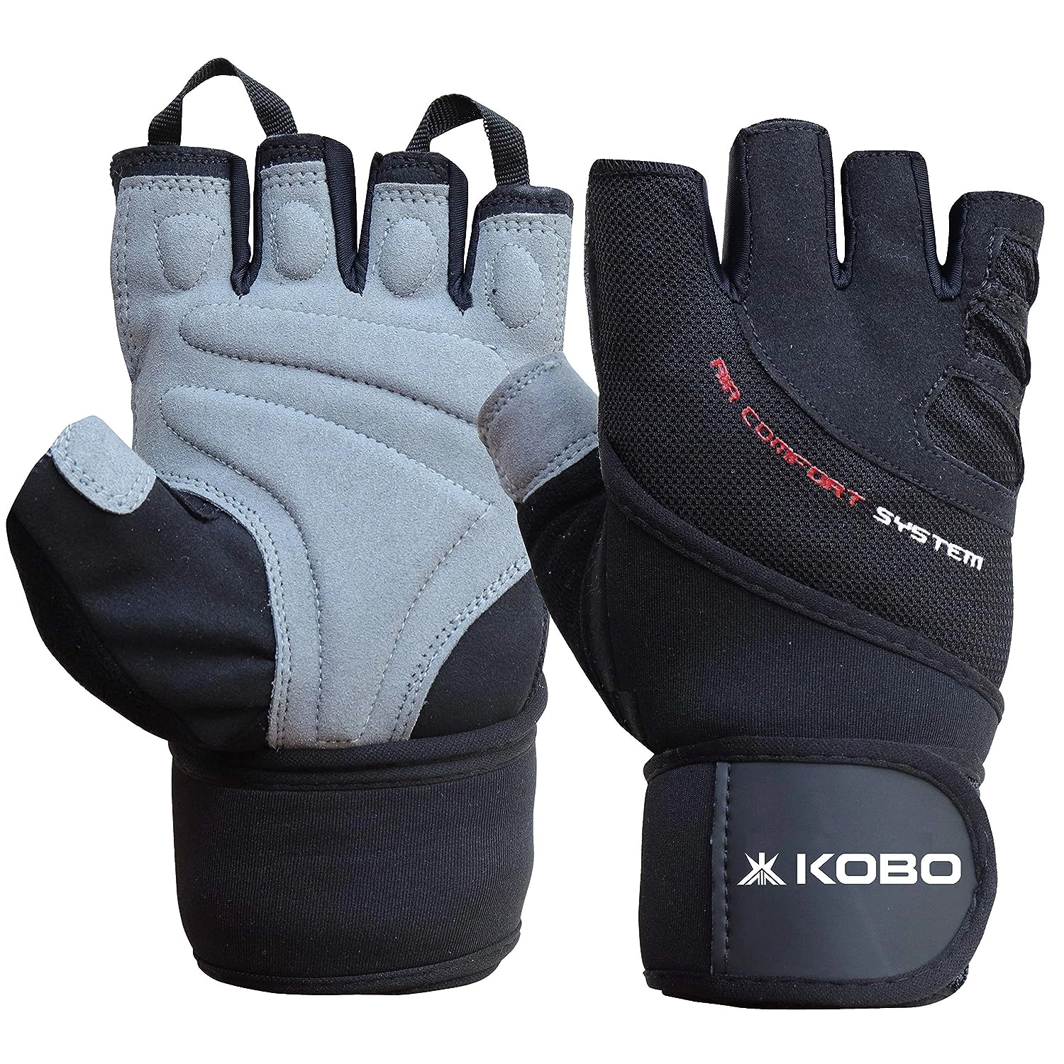 Kobo WTG-44-LARGE Weight Lifting Gym Gloves Hand Protector with Wrist Support-21625