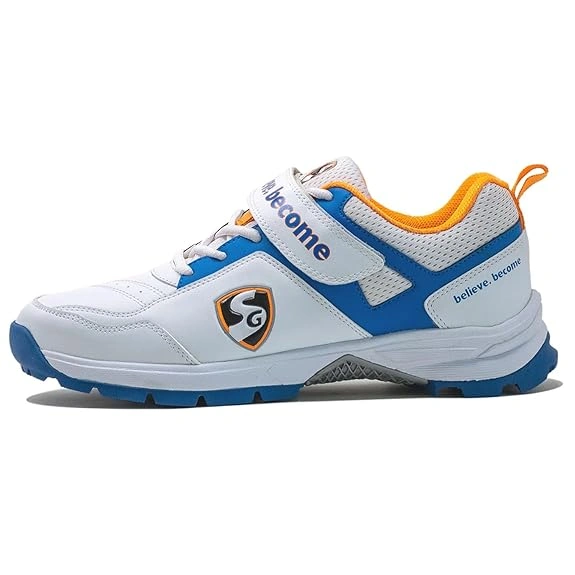 SG Century 6.0 Rubber Spikes Cricket Shoes -WHITE/R.BLUE/ORANGE-6-1