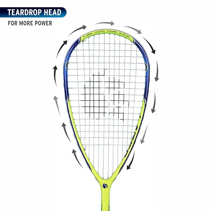 DSC Lazer Aluminum Squash Racquet (Strung): High-Performance Squash Racquet for Aggressive Players Seeking Power and Efficiency-GREEN/BLUE-5