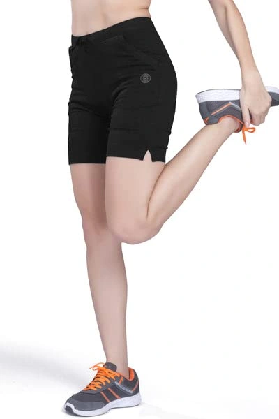 LAASA Solid Running, Gym, Yoga &amp; Cycling Shorts -BLACK-M-3