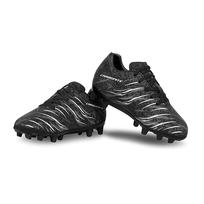 Nivia Carbonite 6.0 Kids' Football Shoes/Cleats - Lightweight &amp; Durable for Young Athletes-BLACK-S11-5