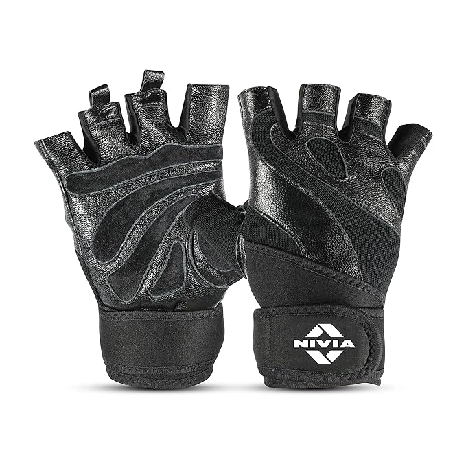 Nivia Tough Grip Weightlifting Gloves -BLACK-L-1