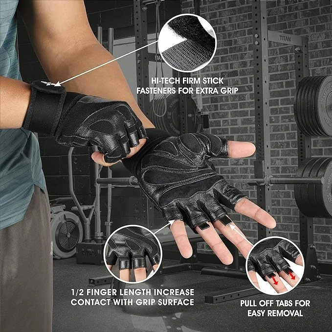 Nivia Tough Grip Weightlifting Gloves -BLACK-L-5