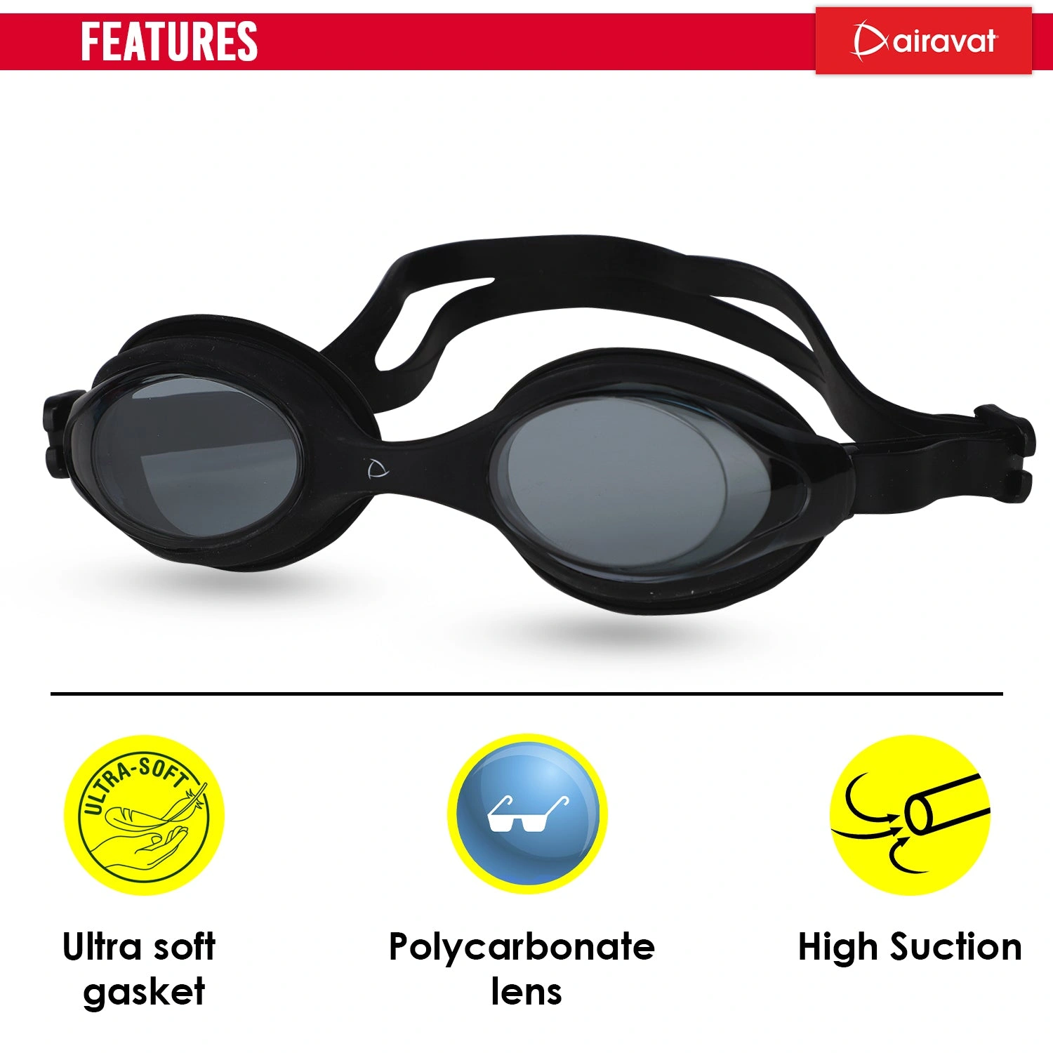 Airavat 1002 Swimming Goggles for Kids: UV Protection and Designed for Young Swimmers with Comfort and Safety in Mind-BLACK-SR-3