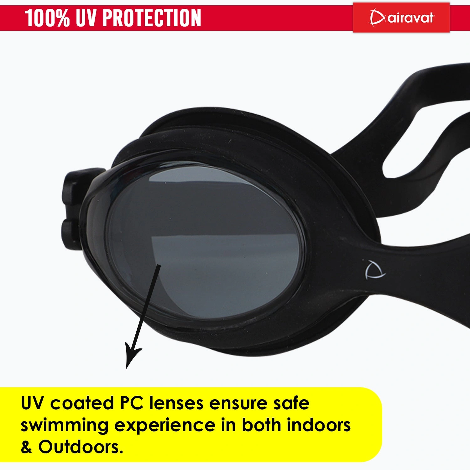 Airavat 1002 Swimming Goggles for Kids: UV Protection and Designed for Young Swimmers with Comfort and Safety in Mind-BLACK-SR-5