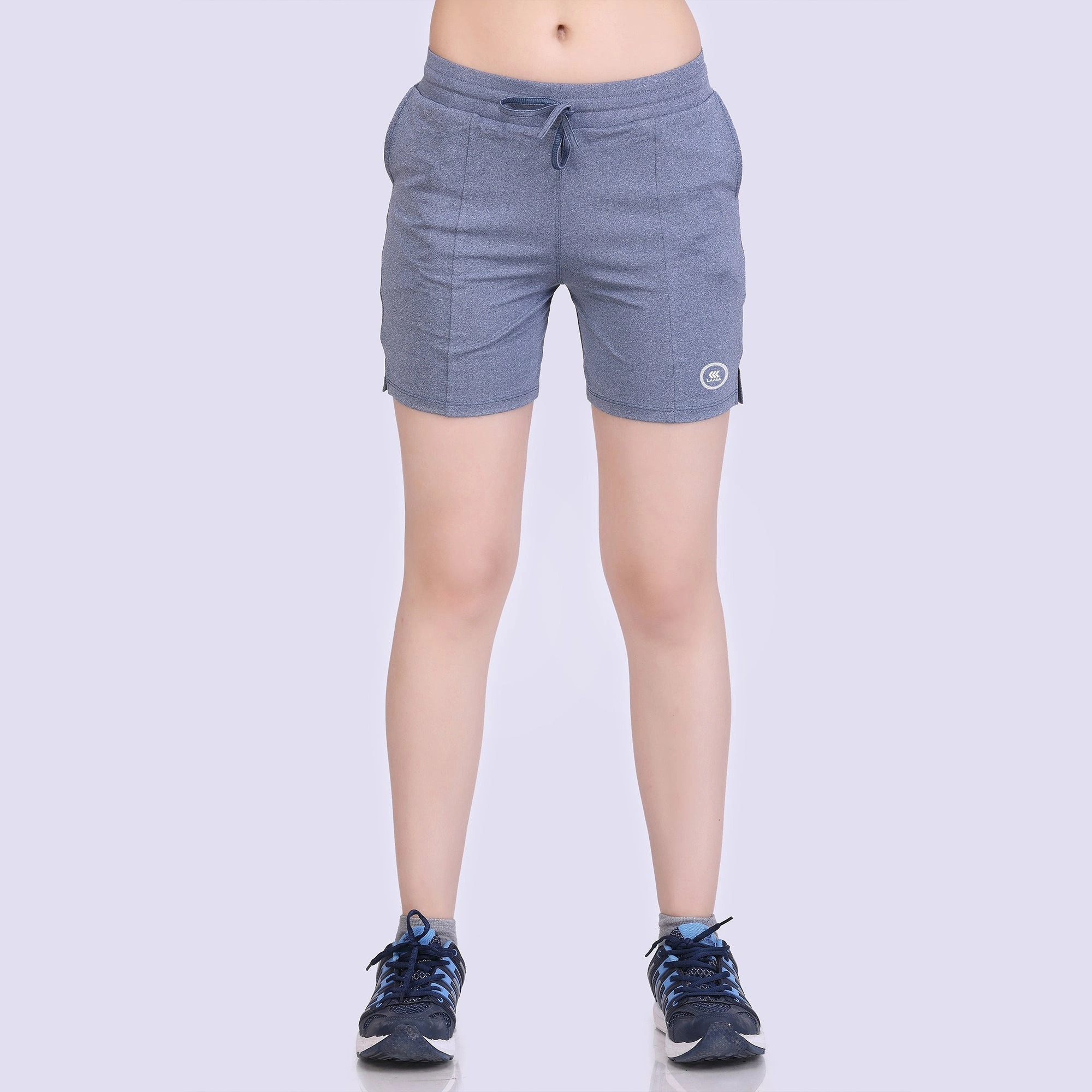 Laasa Just-Dry Melange Women's Training Shorts - Breathable and Quick-Drying for Intense Workouts-Navy Melange / 3-L-1