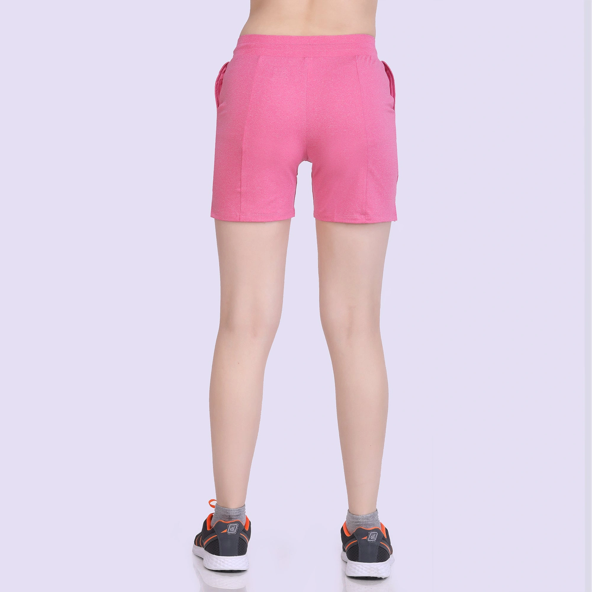 Laasa Just-Dry Melange Women's Training Shorts - Breathable and Quick-Drying for Intense Workouts-Pink Melange / 5-M-5