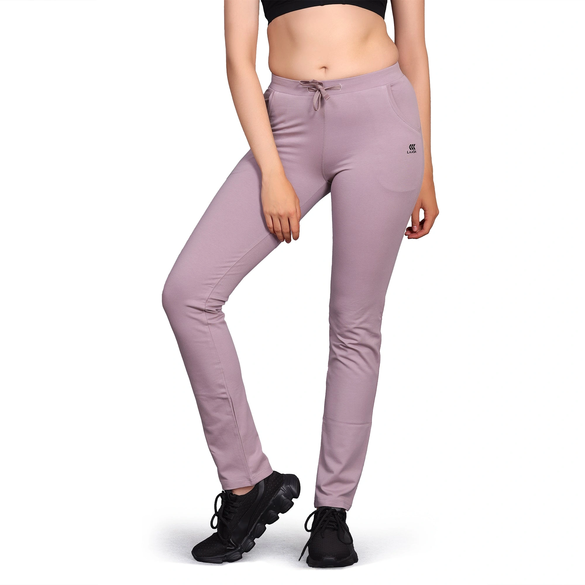 Laasa Women's Slim Fit Light Berry Cotton Track Pants - Comfortable &amp; Stylish for Everyday Wear &amp; Workouts-LIGHT BERRY-4XL-5