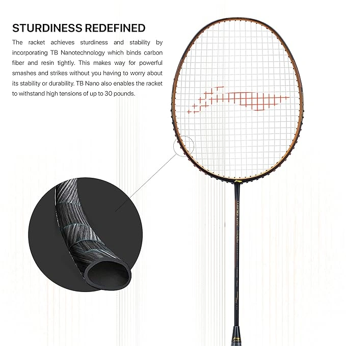 Li-Ning Wind Lite Stealth Carbon Fibre Badminton Racquets-FS-CHARCOAL/COPPER-3