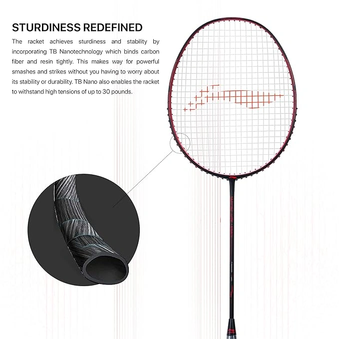 Li-Ning Wind Lite Stealth Strung Badminton Racquet (Black/Red) -BLACK / RED-FS-3