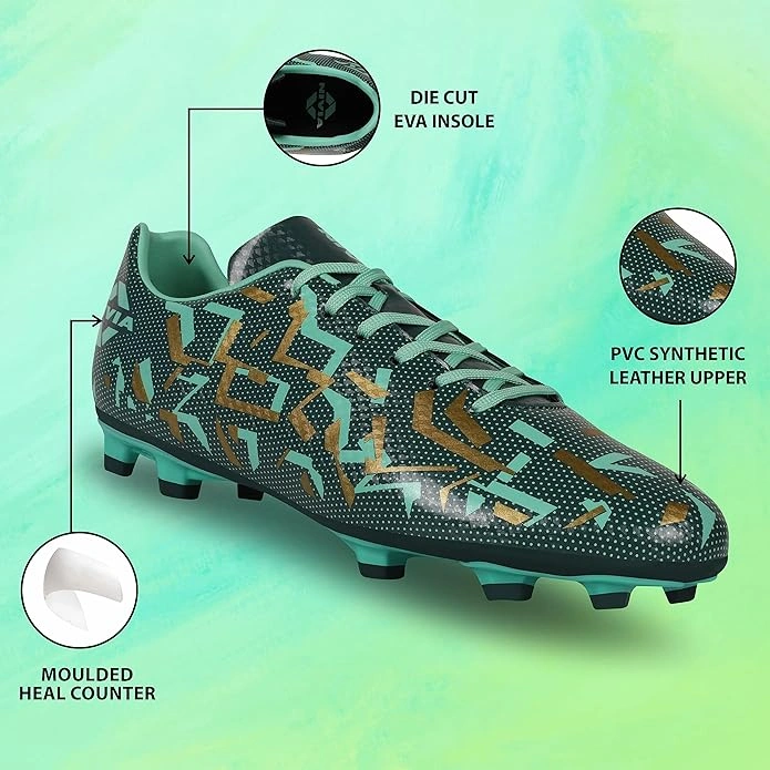 Nivia Encounter 10.0 Football Studs for Men - Durable and Comfortable Shoes for Superior Football Performance-HUNTER GREEN-10-3