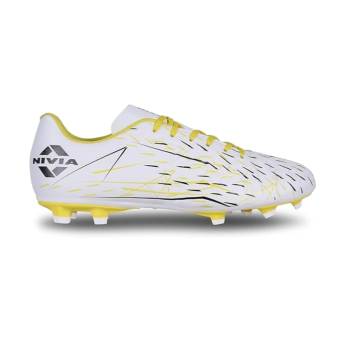 Nivia Spear Football Studs for Men - Superior Traction and Comfort for Enhanced Football Performance-WHITE\YELLOW-10-1