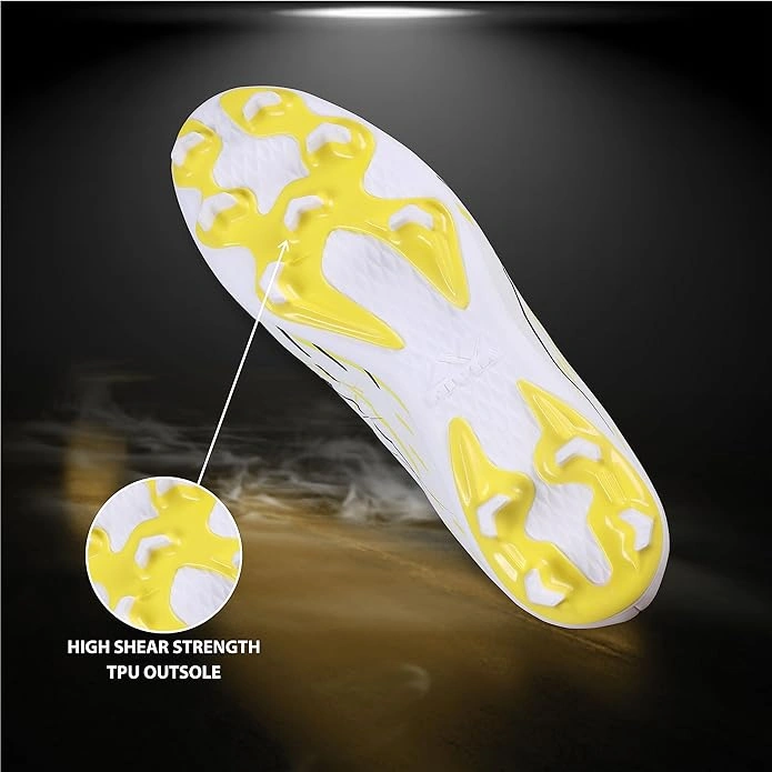 Nivia Spear Football Studs for Men - Superior Traction and Comfort for Enhanced Football Performance-WHITE\YELLOW-10-5