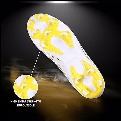 Nivia Spear Football Studs for Men - Superior Traction and Comfort for Enhanced Football Performance-WHITE\YELLOW-3-5