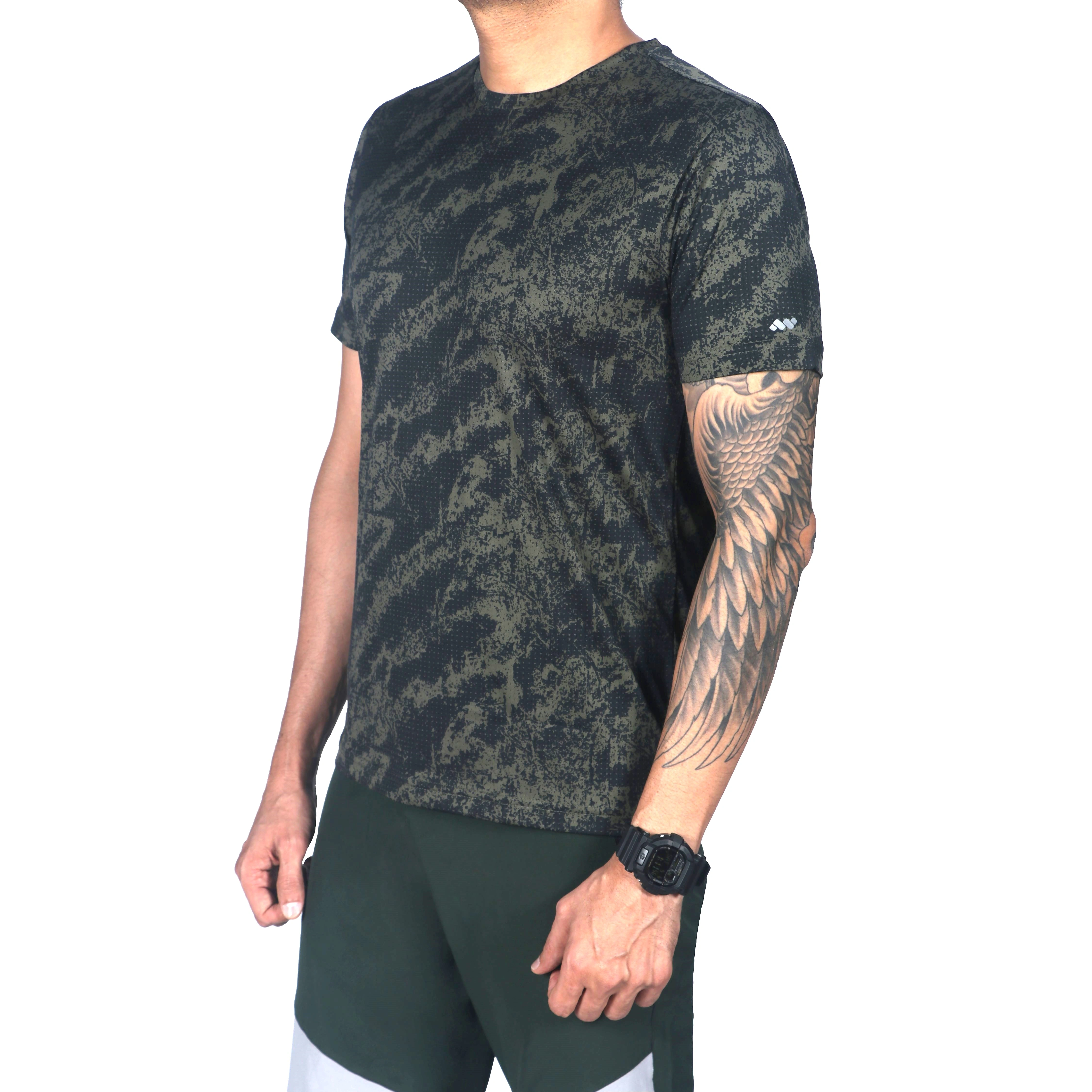 Corbett DryFit Forest Cameo Print T-Shirt for Men: Breathable and Moisture-Wicking Shirt for Camping, Casual Outings, and Safaris-Camouflage-M-5