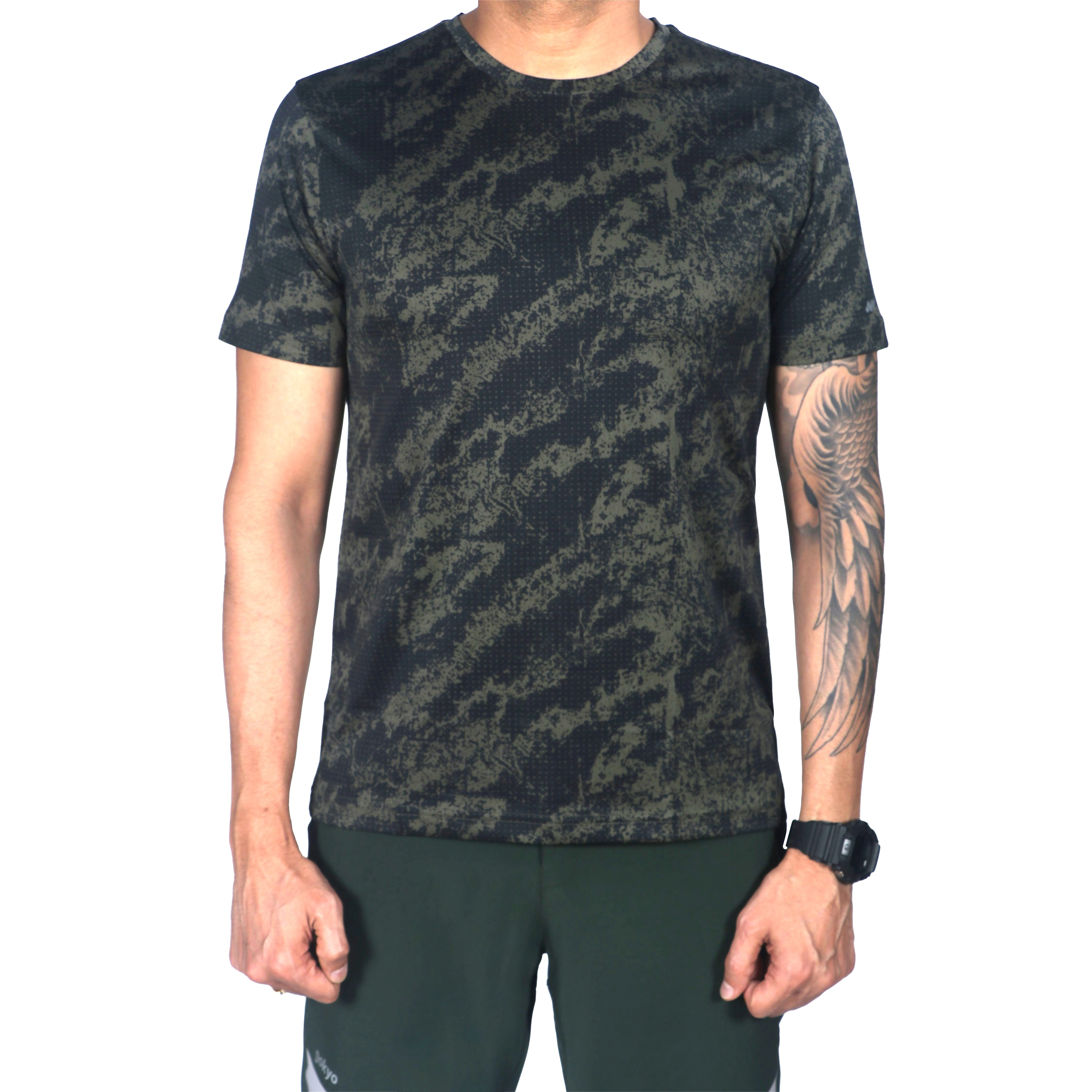 Corbett DryFit Forest Cameo Print T-Shirt for Men: Breathable and Moisture-Wicking Shirt for Camping, Casual Outings, and Safaris-Camouflage-L-1