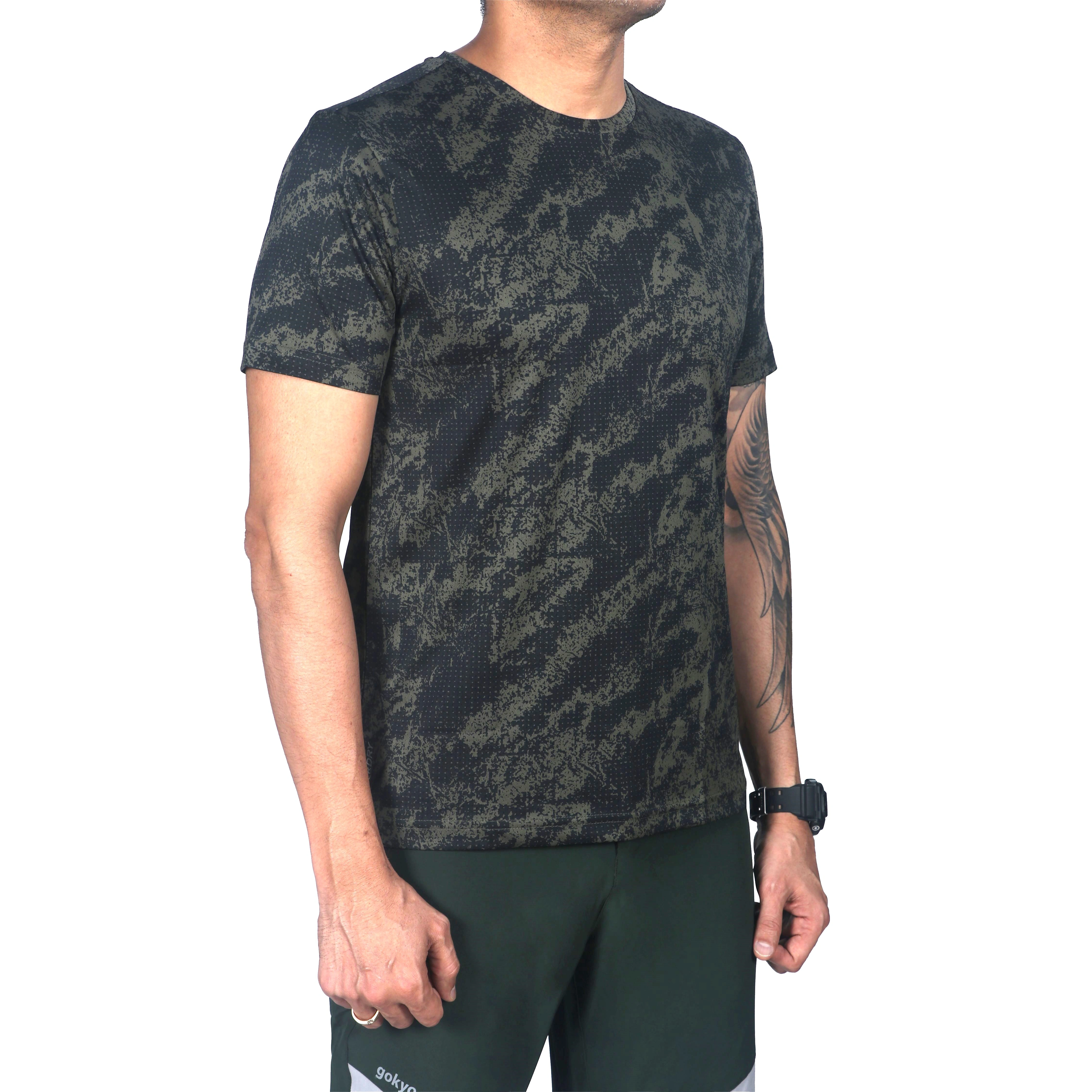 Corbett DryFit Forest Cameo Print T-Shirt for Men: Breathable and Moisture-Wicking Shirt for Camping, Casual Outings, and Safaris-Camouflage-L-3