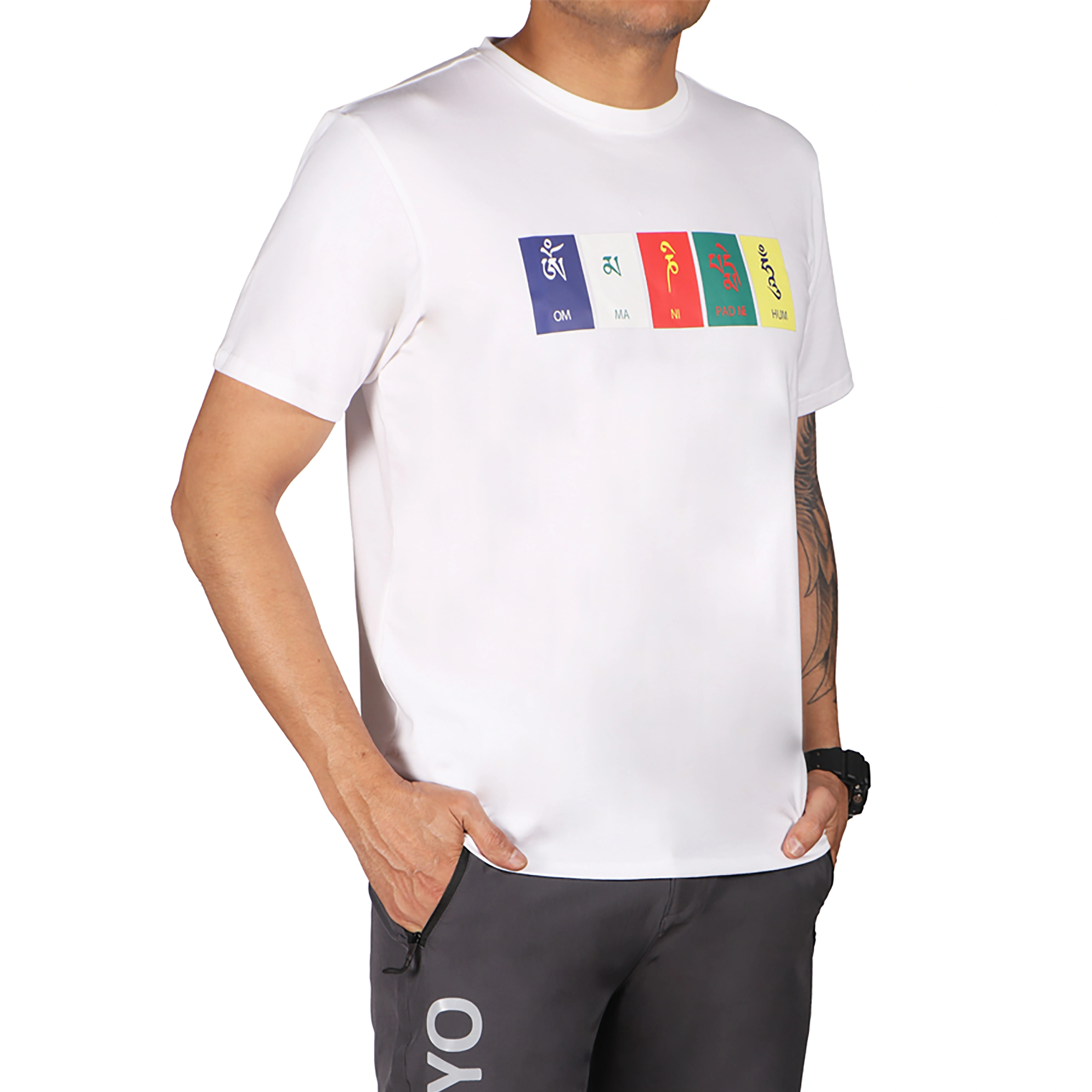 GOKYO Originals Tshirt - Om Mani Padme Hum: Ultrasoft Stretch T-Shirt with Spiritual Design for Mindful Living and Everyday Wear-White-M-3