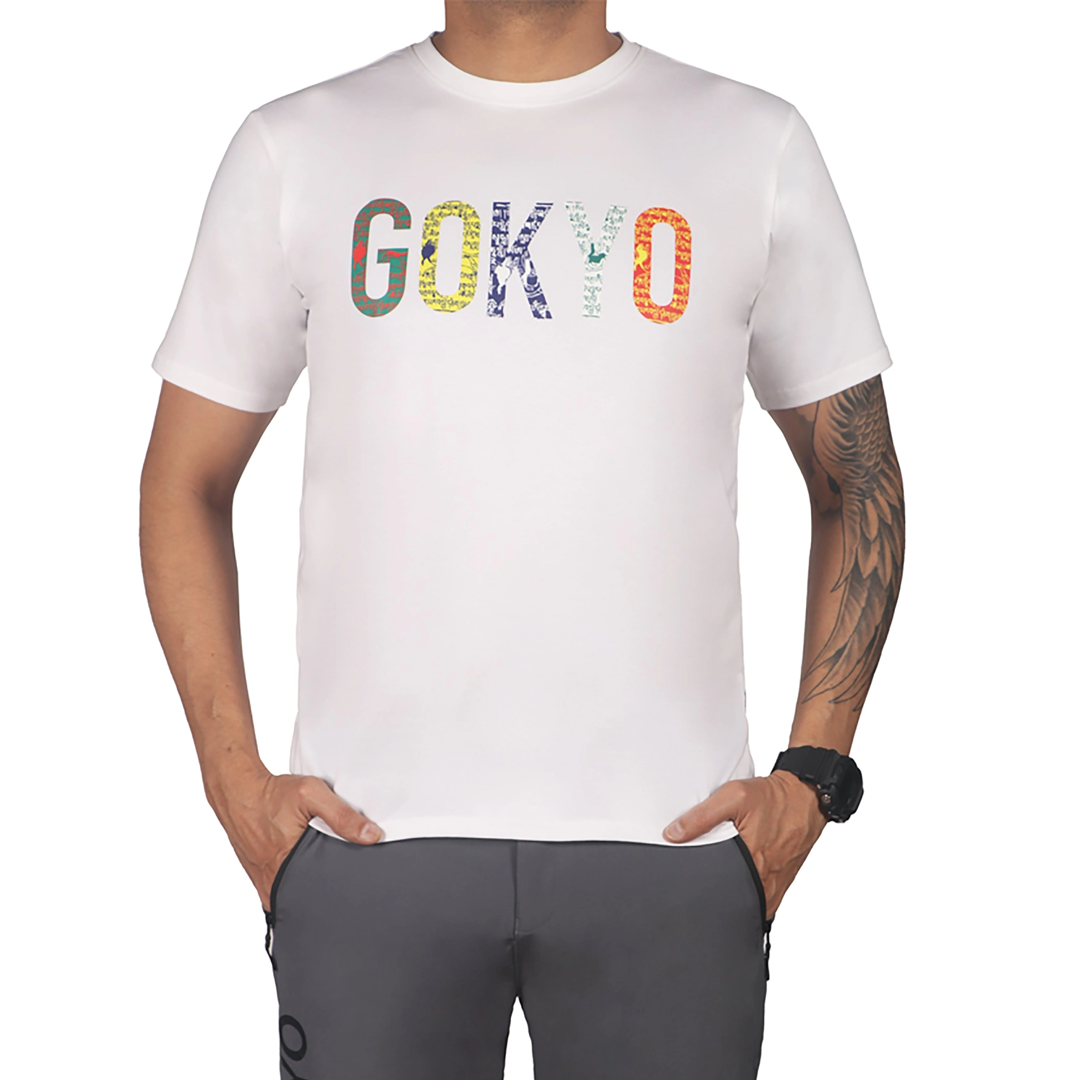 GOKYO Originals Tshirt - Flag: Ultrasoft Stretch T-Shirt with Double Bio Wash for Unparalleled Comfort and Flexibility-White-M-1