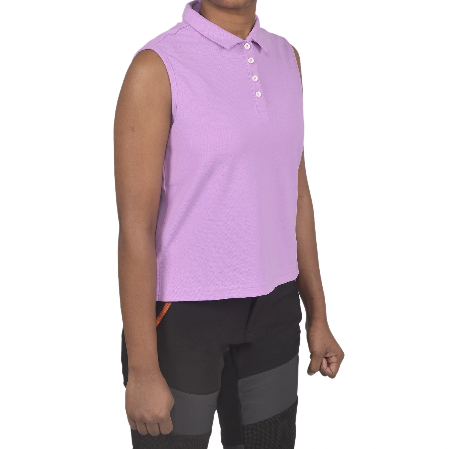 Kalimpong Women's Sleeveless T-shirt with Stylish Collar: Breathable and Ultralight Activewear for Women-Lavender-XS-3