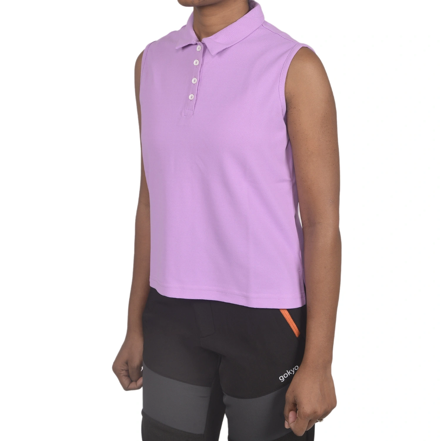 Kalimpong Women's Sleeveless T-shirt with Stylish Collar: Breathable and Ultralight Activewear for Women-Lavender-XS-5