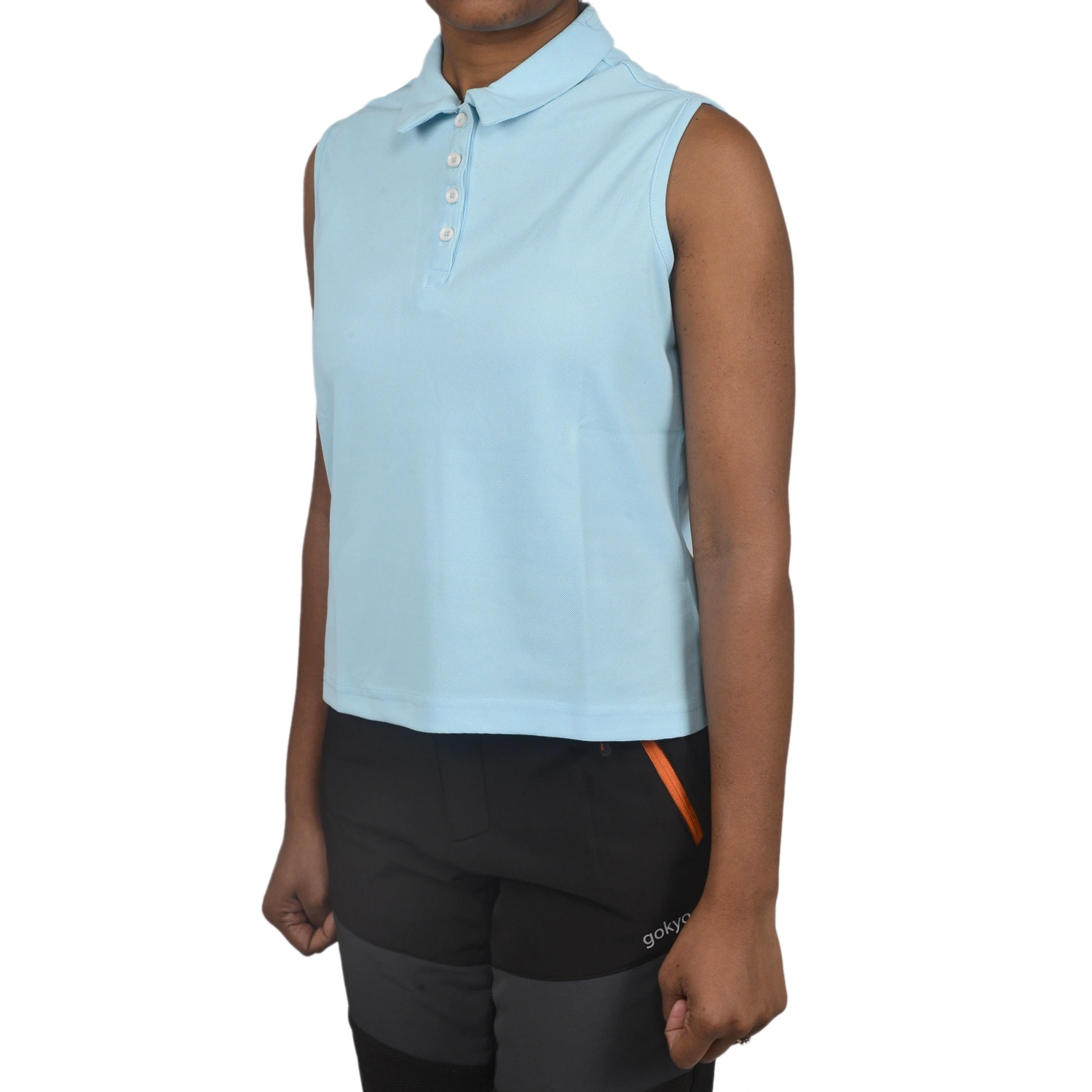 Kalimpong Women's Sleeveless T-shirt with Stylish Collar: Breathable and Ultralight Activewear for Women-Sea Blue-XS-5