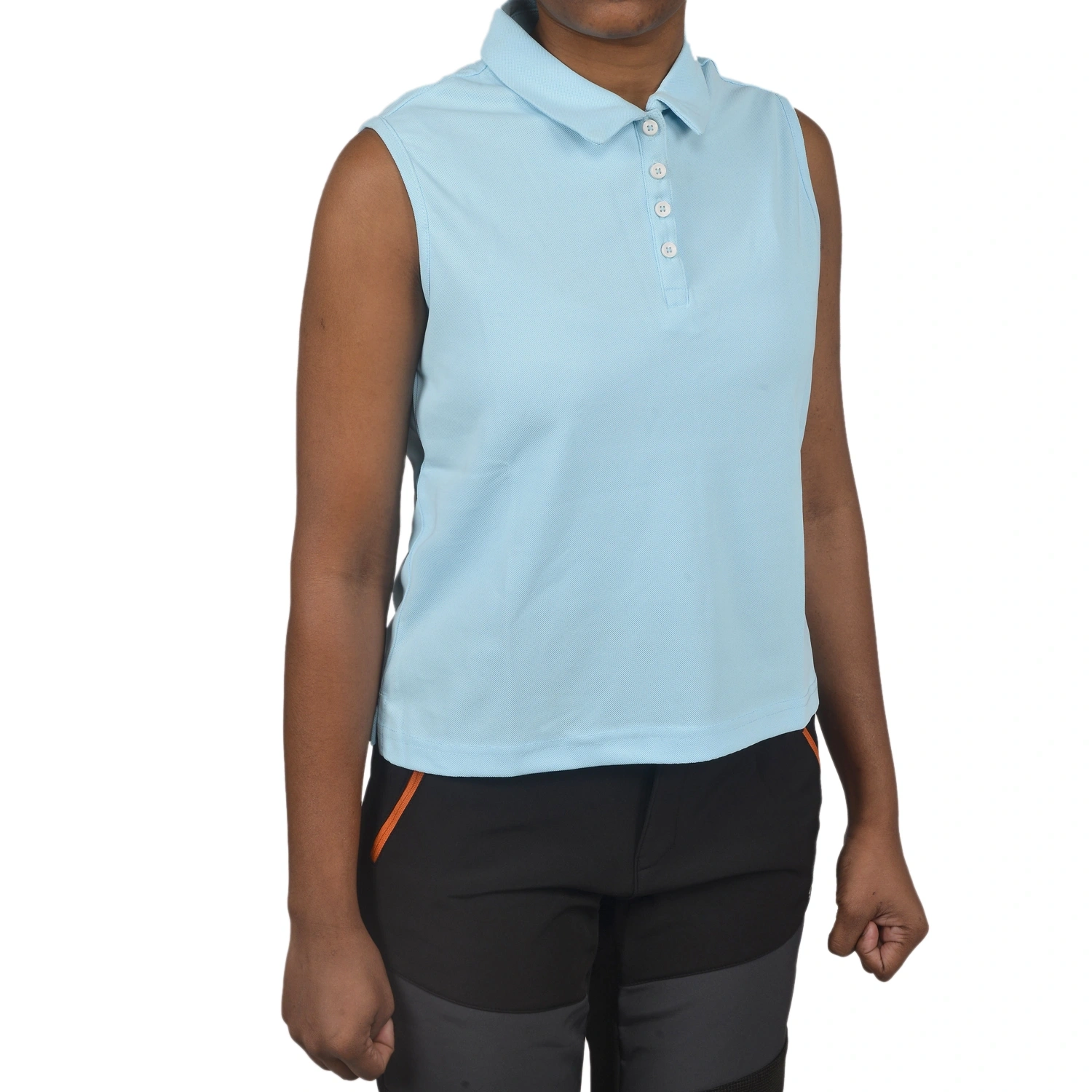 Kalimpong Women's Sleeveless T-shirt with Stylish Collar: Breathable and Ultralight Activewear for Women-M-Sea Blue-3