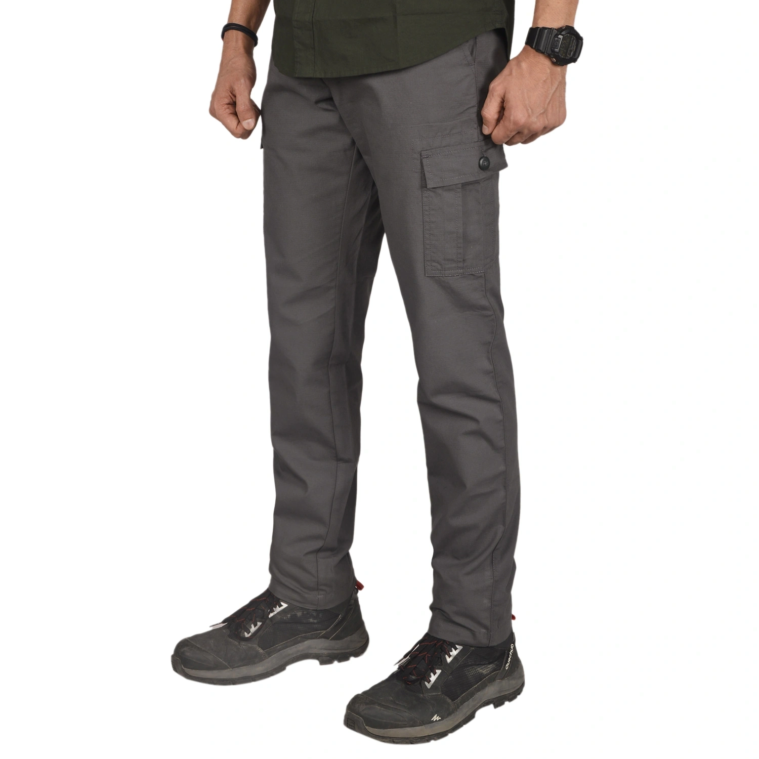 Corbett Outdoor Cargo Pants for Men: Durable and Lightweight Ripstop Weave Pants with 6 Pockets for Outdoor Enthusiasts-38-Grey-5