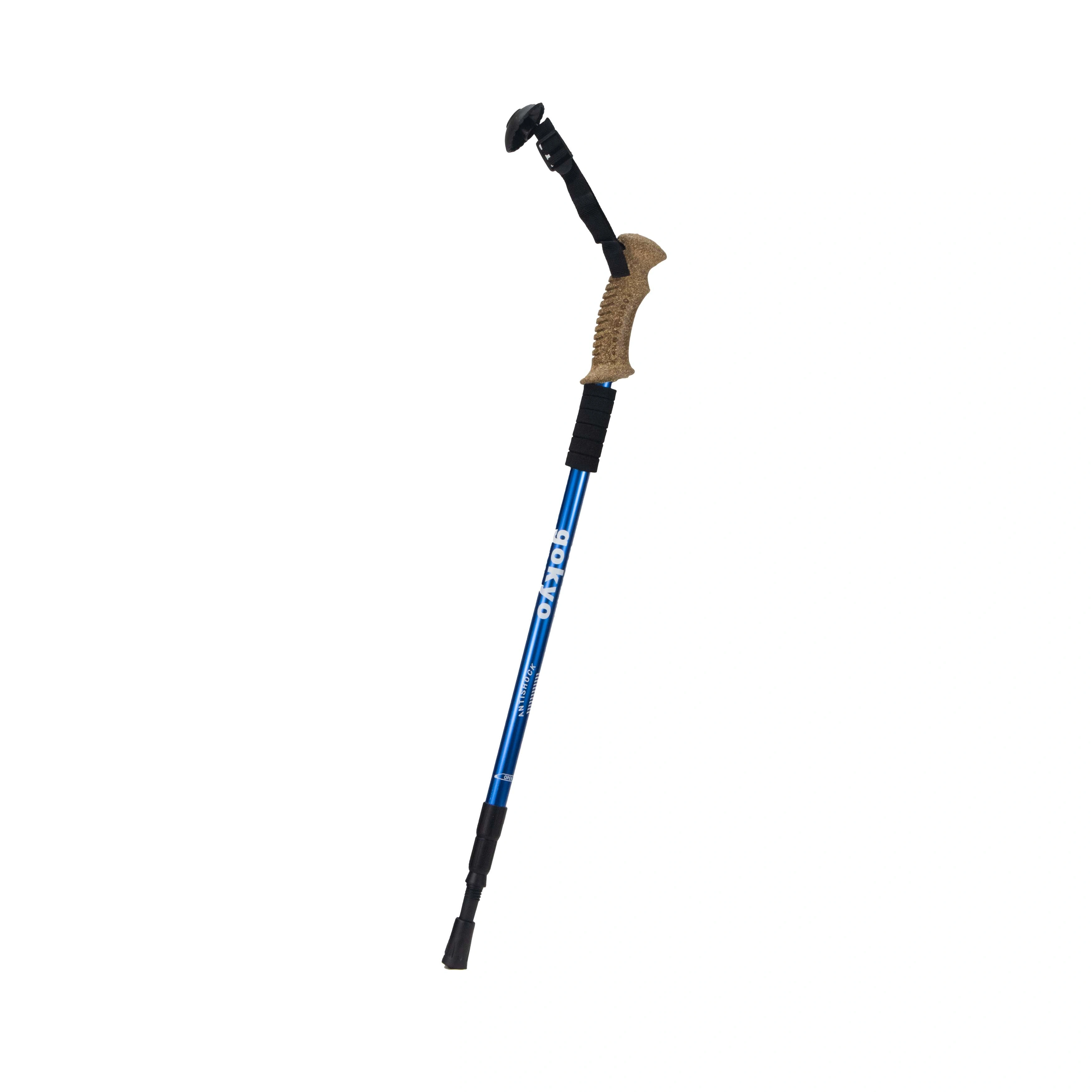 Kaza Collapsible Trekking Pole: Durable and Lightweight Aluminum Alloy Trekking Pole with Cork Handle Grip for Outdoor Adventures-Blue-1