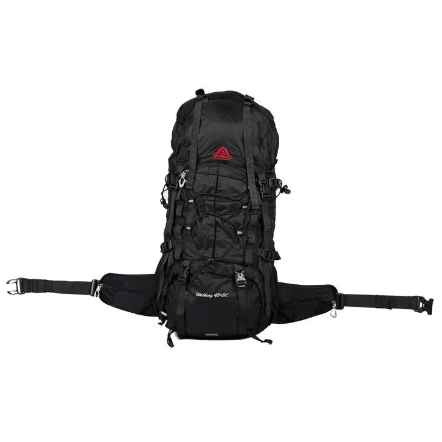 Pro Trekking Backpack 45 + 5 Liters: Premium Ripstop Nylon Backpack with Rain Cover and Pro-Level Back Support-Black-3