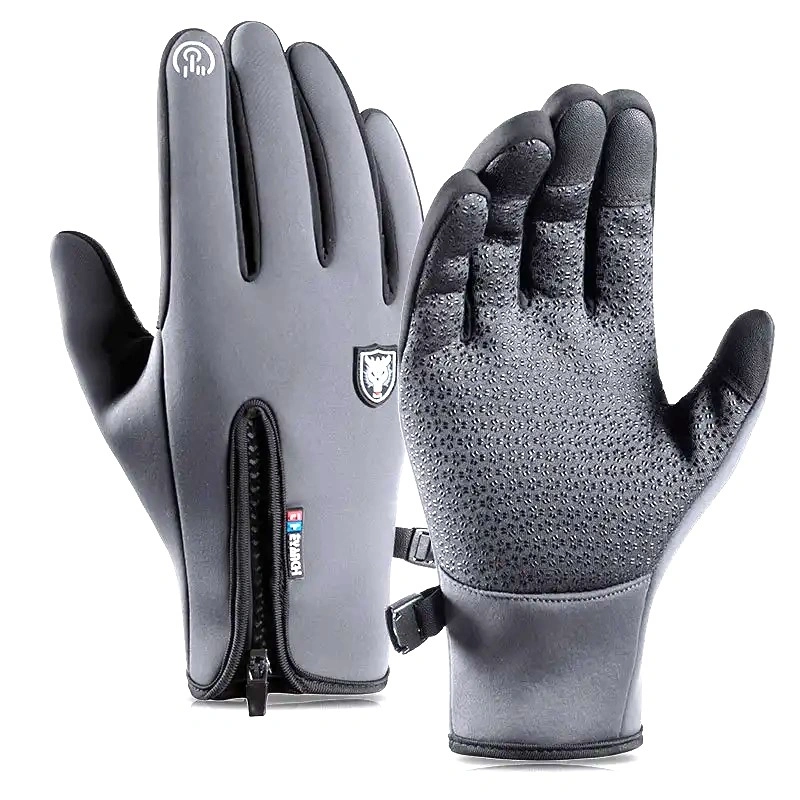 Kaza Winter Windproof Gloves with Zipper: Keep Your Hands Warm and Use Your Phone with Ease in Light Cold Weather-Grey-1